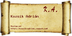 Kozsik Adrián névjegykártya