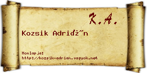 Kozsik Adrián névjegykártya